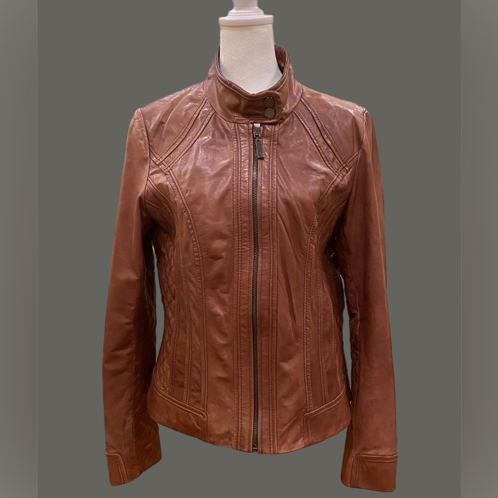 Bernardo Genuine Brown Leather Jacket Size M